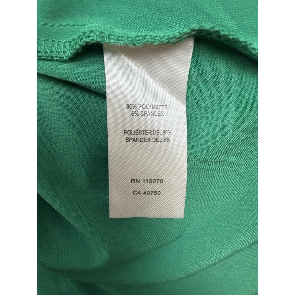 Nina Leonard Women's Faux Wrap Midi Dress Green Size M Shark Bite Hem A-Line - Picture 16 of 16